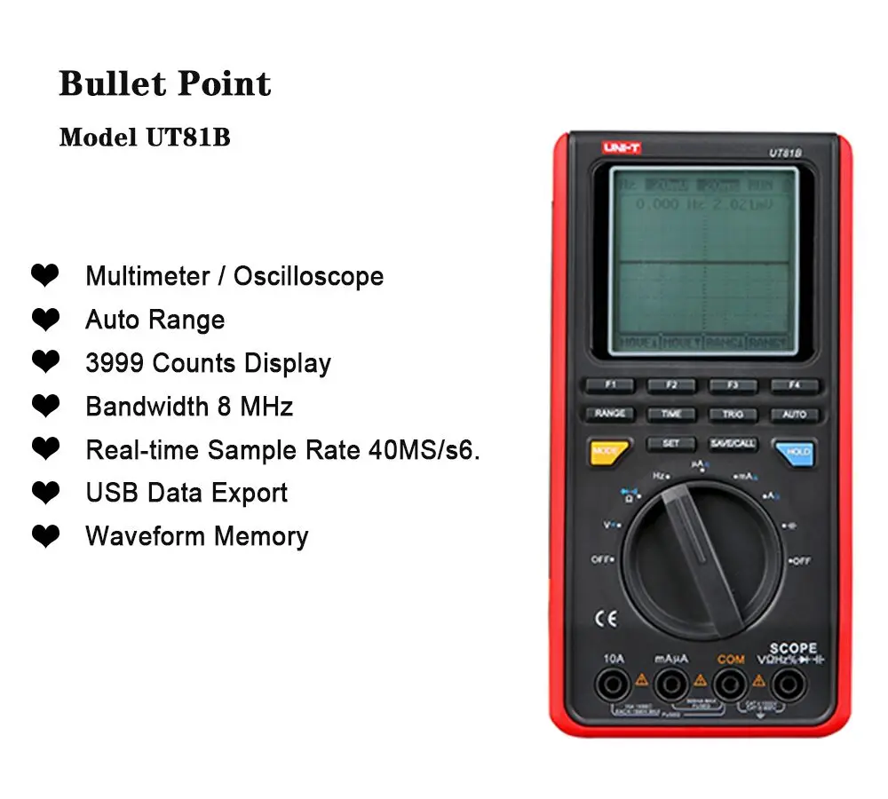 UNI-T UT81B UT81C Ручной цифровой мультиметры осциллограф электрические инструменты вход чувствительность диод USB интерфейс