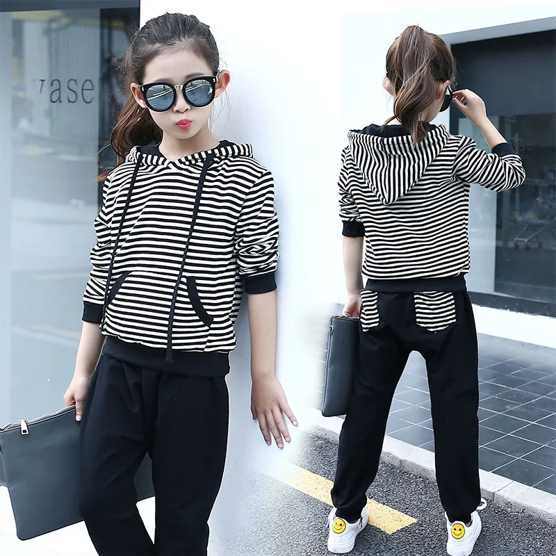 

Girls Clothing Sets Girls Clothes Long Sleeve T-shirt+Pants 2Pcs for Kids Clothing Sets Striped Children Clothing
