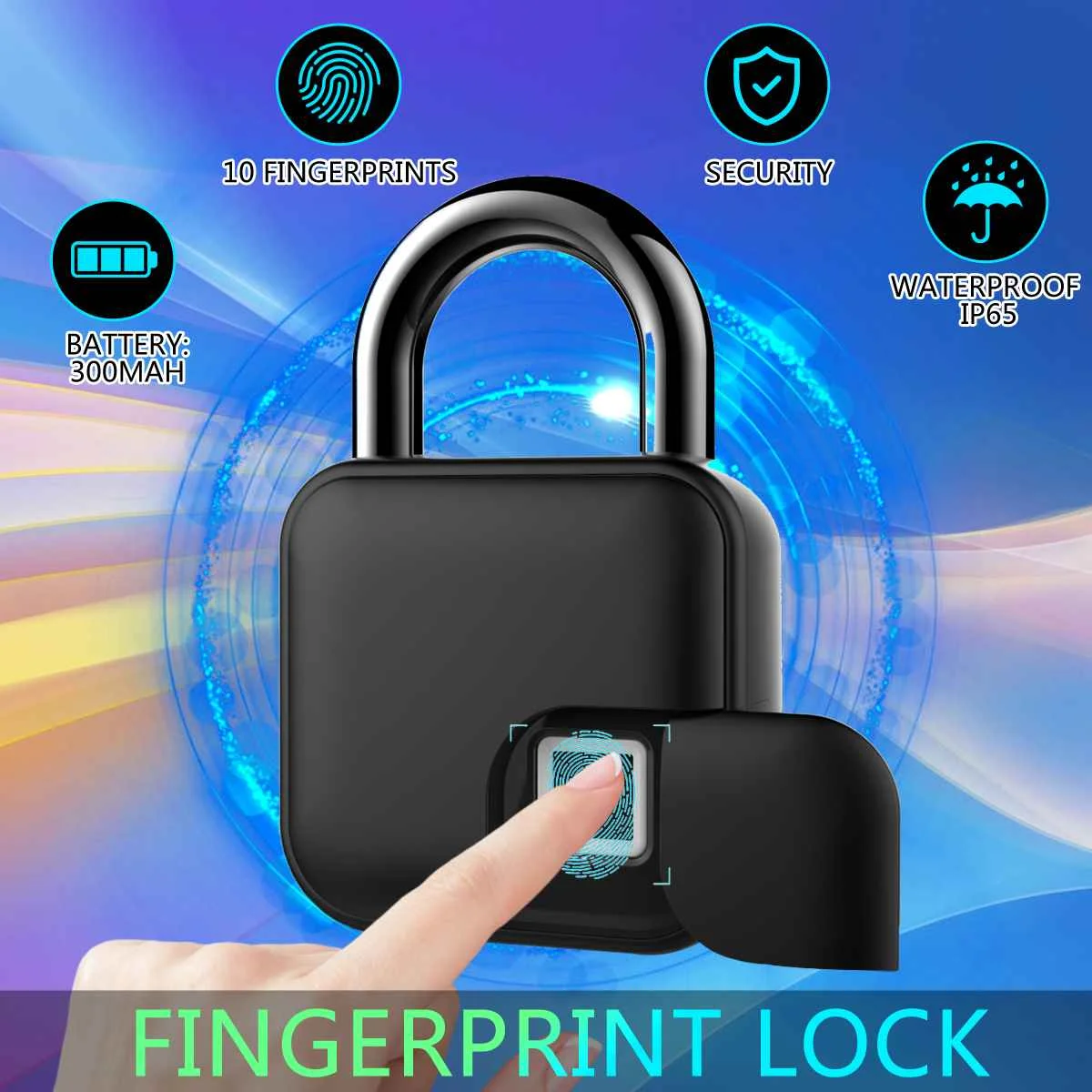

USB Rechargeable Smart Lock Keyless Fingerprint Lock IP65 Waterproof Anti-Theft Security Padlock Door Luggage Case Lock FLL3