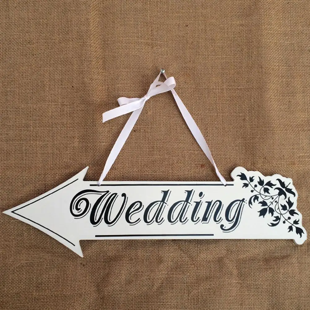 Подвесное украшение свадебное оформление белый деревянный Свадебный указатель направления стрелки Свадебная церемония Декорации для приема в форме стрелки