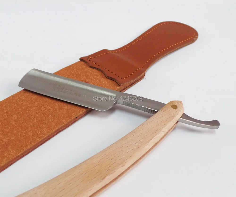 Кожаный ремень точилка ремень с бритья Детская безопасность Бритвы складной Парикмахерская Ножи с деревянной ручкой