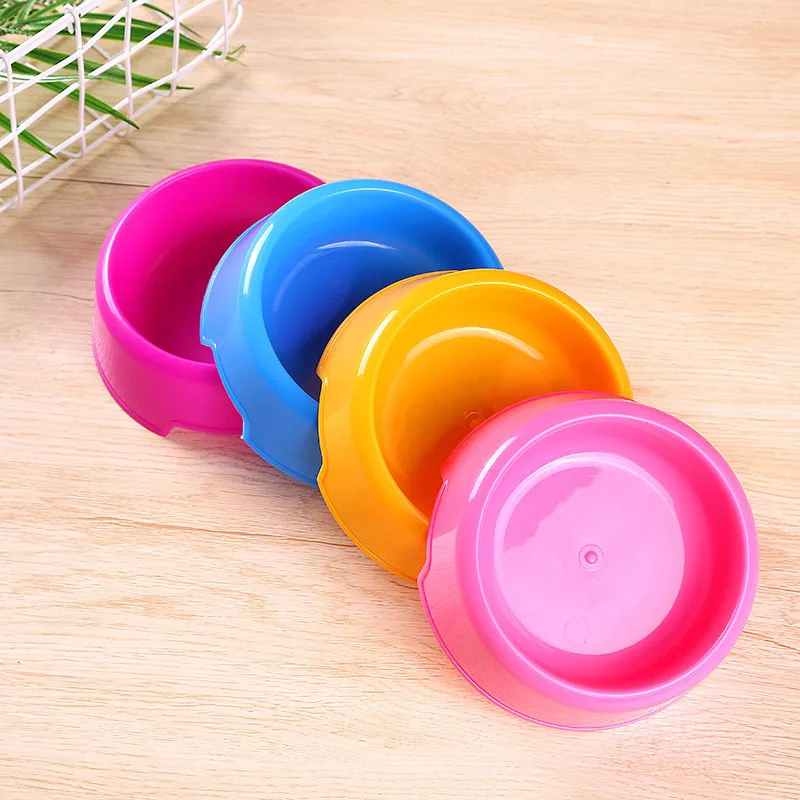 

Wholesale Economy Plastic Pet Bowl Candy-Colored Dog Bowl round Single Bowl gato negro wan Bowl Pet Utensils Job