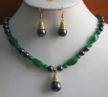 

High-quality Jewelry stone word Fine Jewelry New Design 2 Styles Mixed gem/Pearl Earring Necklace Pendant Set AAA