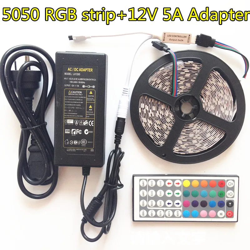 Водонепроницаемая светодиодная лента 5 м RGB гибкая SMD 5050 и ИК пульт дистанционного