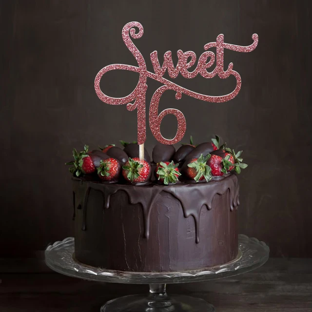 online shop gold silver black glitter sweet 16 cake topper girl s