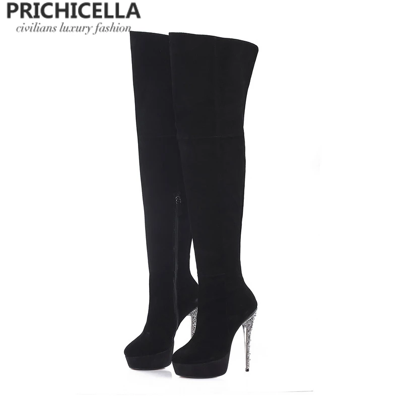 real suede thigh high boots