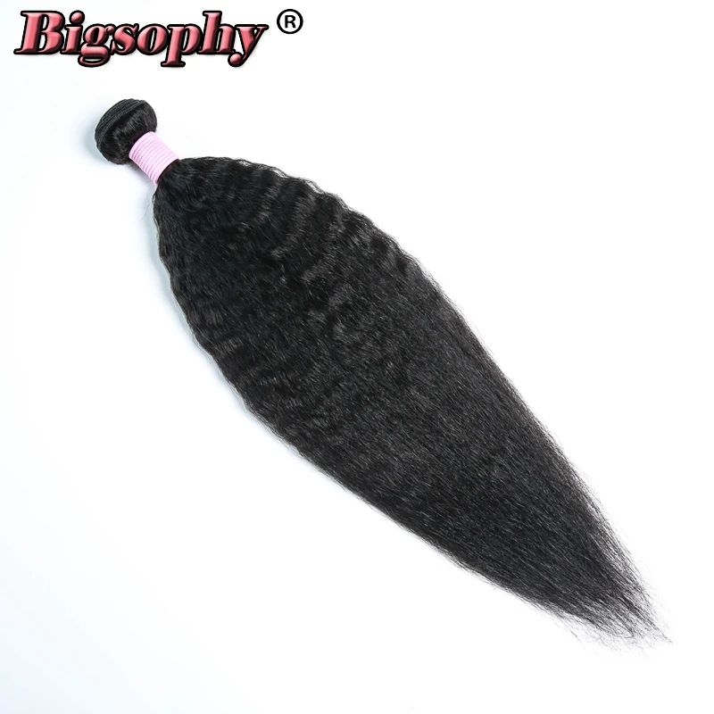 

Bigsophy Indian Hair Wave Bundles Kinky Straight Hair Human Hair Bundles 1pc Yaki Straight 8-28inch Natural Color Top Remy Hair