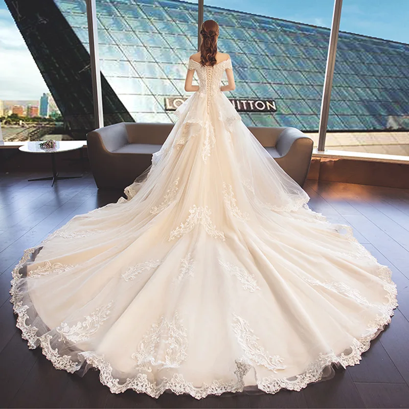 Г. Новинка Mrs Win Vestido De Novias элегантное роскошное платье принцессы с вырезом лодочкой винтажное Свадебное Платье F