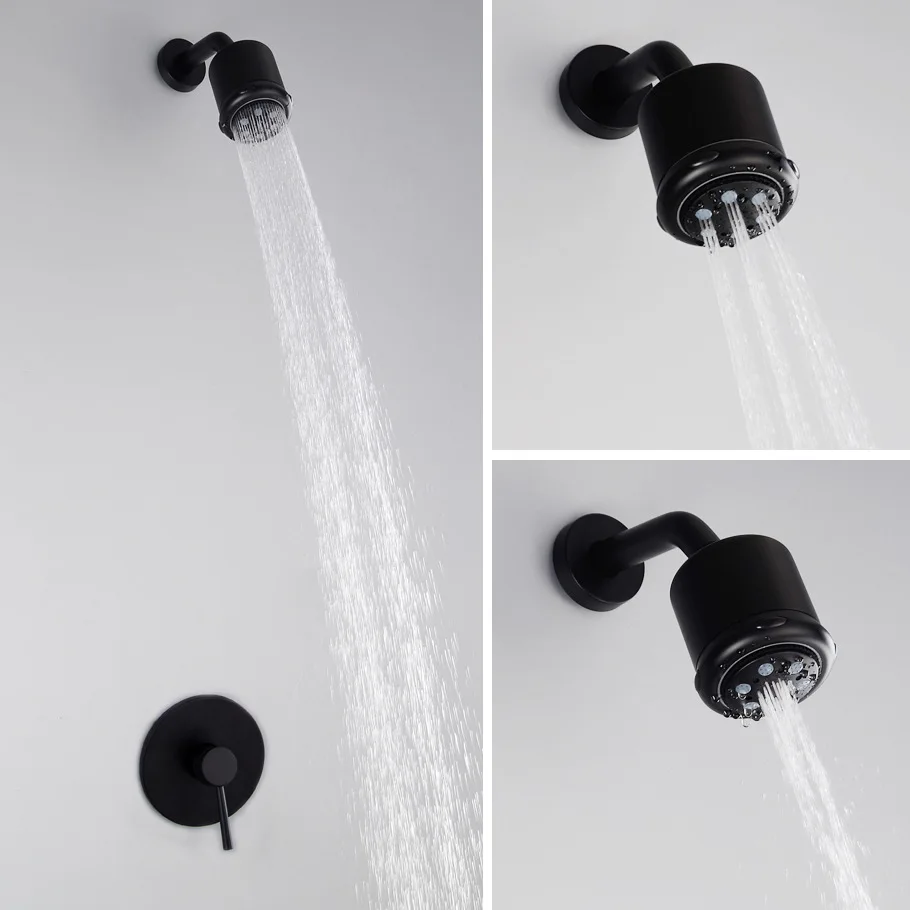 

Bathroom Accessory Solid Brass Black Single-Function Tub and Shower Trim Kit with Single-Spray Shower Head, Bathroom Shower Set