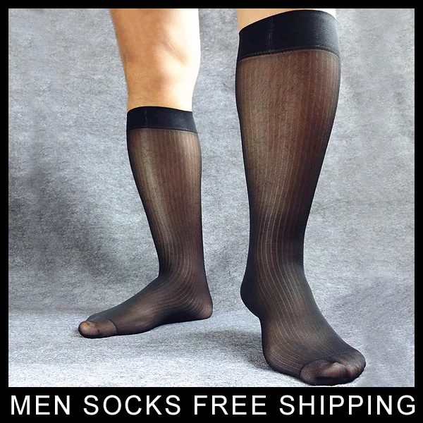 Ultra Thin sheer Stripe Men formal dress suits Hose Stockings Softy ...