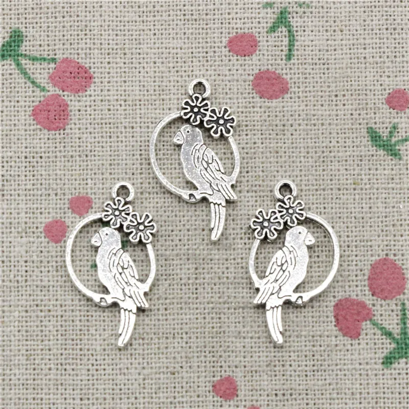 21pcs Charms bird parrot birdcage 14*28mm Tibetan Silver Vintage Pendants For Jewelry Making DIY Bracelet Necklace | Украшения и