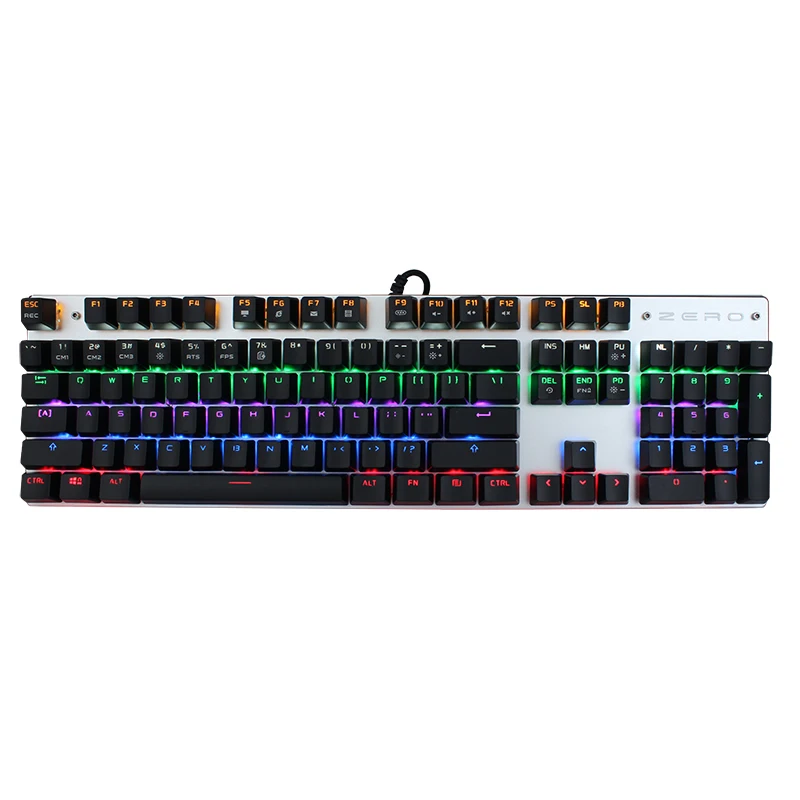 Metoo Проводная Механическая клавиатура 104 ключей синий переключатель Gaming Keyboard anti-ореолы для геймера клавиатуры компьютера