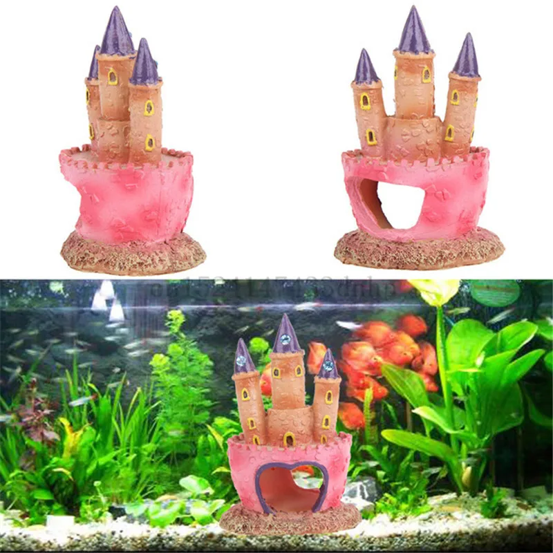 Resin Cartoon Castle Aquariums Decorations Castle Tower Ornaments Fish