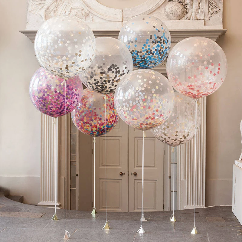 cartucho Limpiar el piso interferencia Letax-Globos grandes transparentes de confeti de colores para cumpleaños,  decoración de boda, suministros de fiesta, 36 pulgadas, 1 ud. - AliExpress