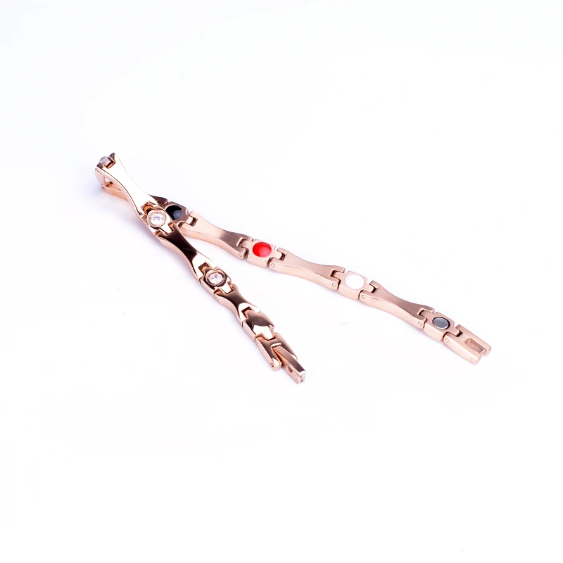 Oktrendy Elegant Stainless Steel Healthcare Magnetic Bracelet with White Rhinestones Friendship Bracelets for Woman