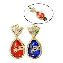 Кристалл животное лиса кошка USB флеш-накопитель Флешка флэш-диск 4 ГБ 8 ГБ 16 ГБ 32 ГБ 64 ГБ ювелирные изделия ожерелье в виде ручки привода подарки