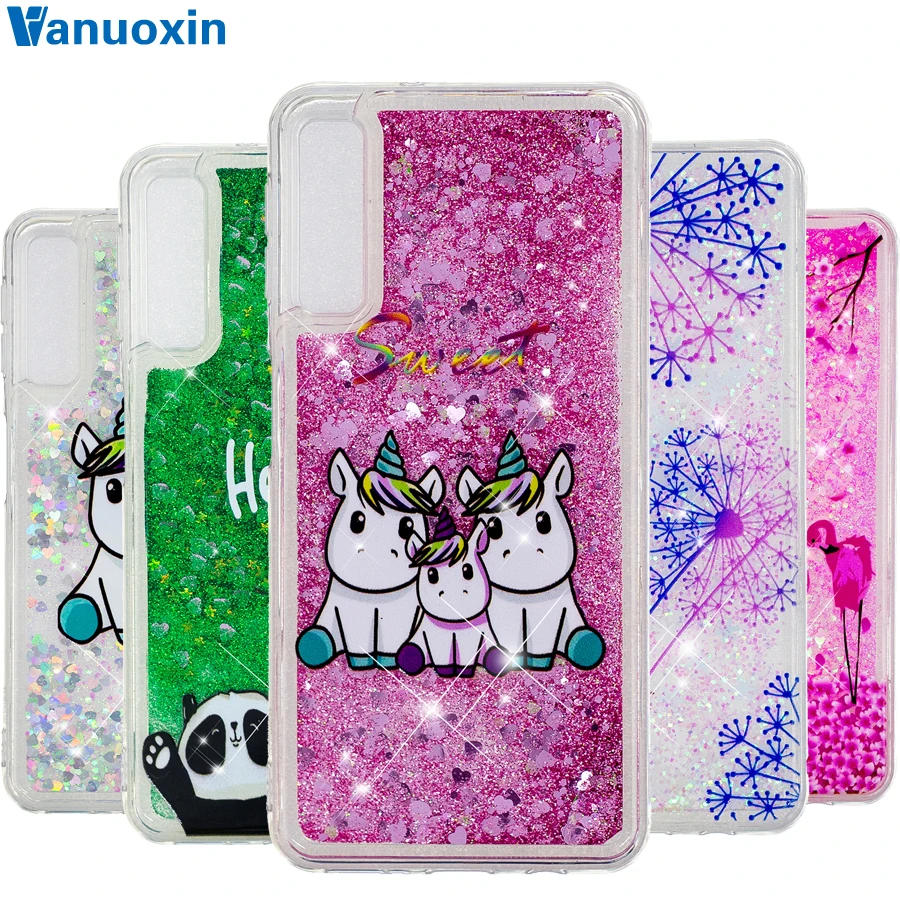

Glitter Liquid case on for Samsung A7 2018 case For Coque Samsung Galaxy A7 2018 A750 A750F Silicone cover TPU Soft Phone Bags