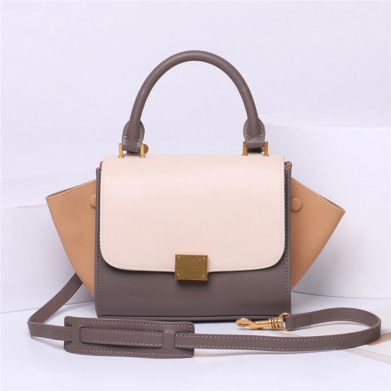 Qualité Célèbre Haute En Sacs Color White Épaule Brown Sourire Sac Marque Feminina Luxe À Bolso Véritable And Tea milk Totes Cuir Designer Trapèze De Visage Main Mode rrC6Zq