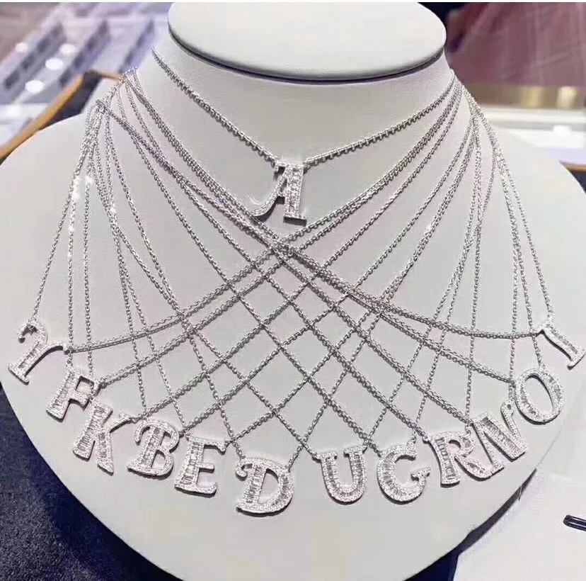

925 Sterling Silver Necklace with Shining Alphabet Letter 45cm Long
