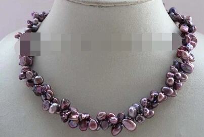 

Jew3111 Double Natural Lavender Reborn Keshi Petal Pearl Necklace AAA