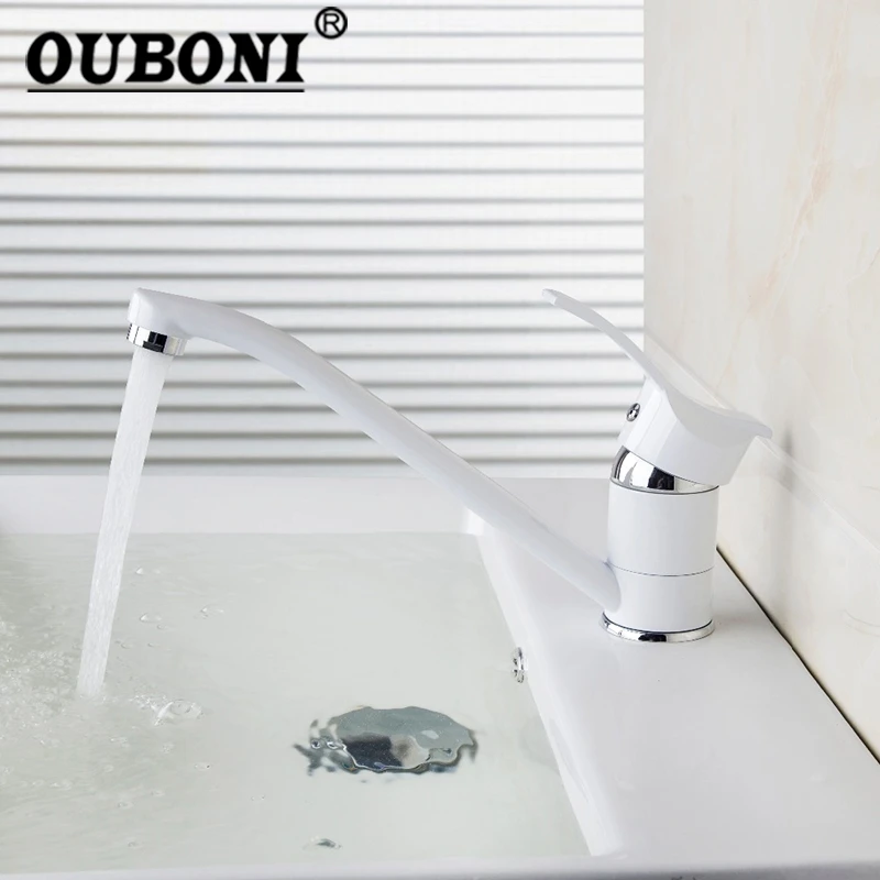 

OUBONI Bathroom Faucet Kitchen Bathroom Mixer Tap Faucet Deck Mounted Single Handle Hot and Cold Taps