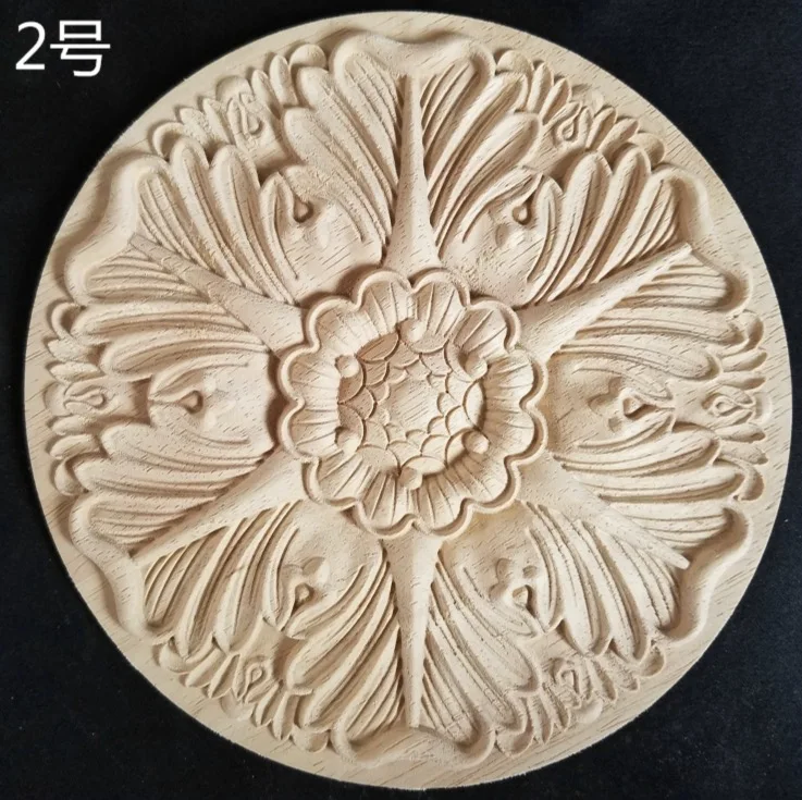 2pcs/lot Diameter:200mm. thickness:10-12mm Wood carved circular decals Applique European style decals