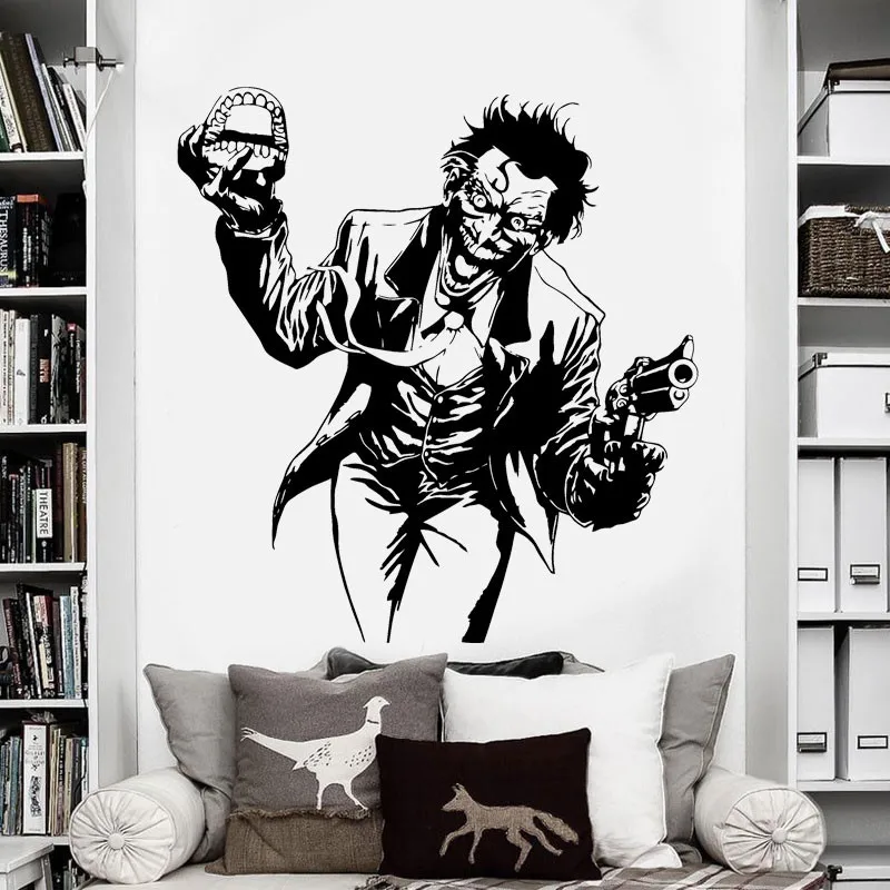 

Heath Ledger Joker Wall Sticker Comics Superhero DC Marvel Vinyl Decal Home Interior Decoration Room Art Mural
