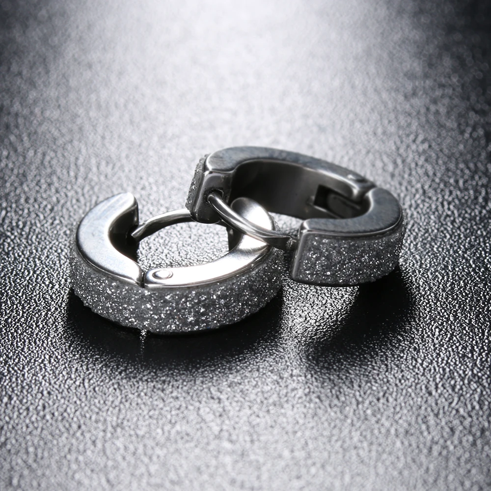 

New Unisex Paperclip Ear Stud Titanium Steel Hoop Earrings Silver Sand Paper Clip Ear Stud Stainless Steel Matte Clip Jewelry
