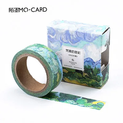 Creative Van Gogh Oil Painting Japanese Masking Washi Tape Decorative Adhesive Tape Diy Scrapbooking Sticker Label Stationery - Цвет: Dune storm