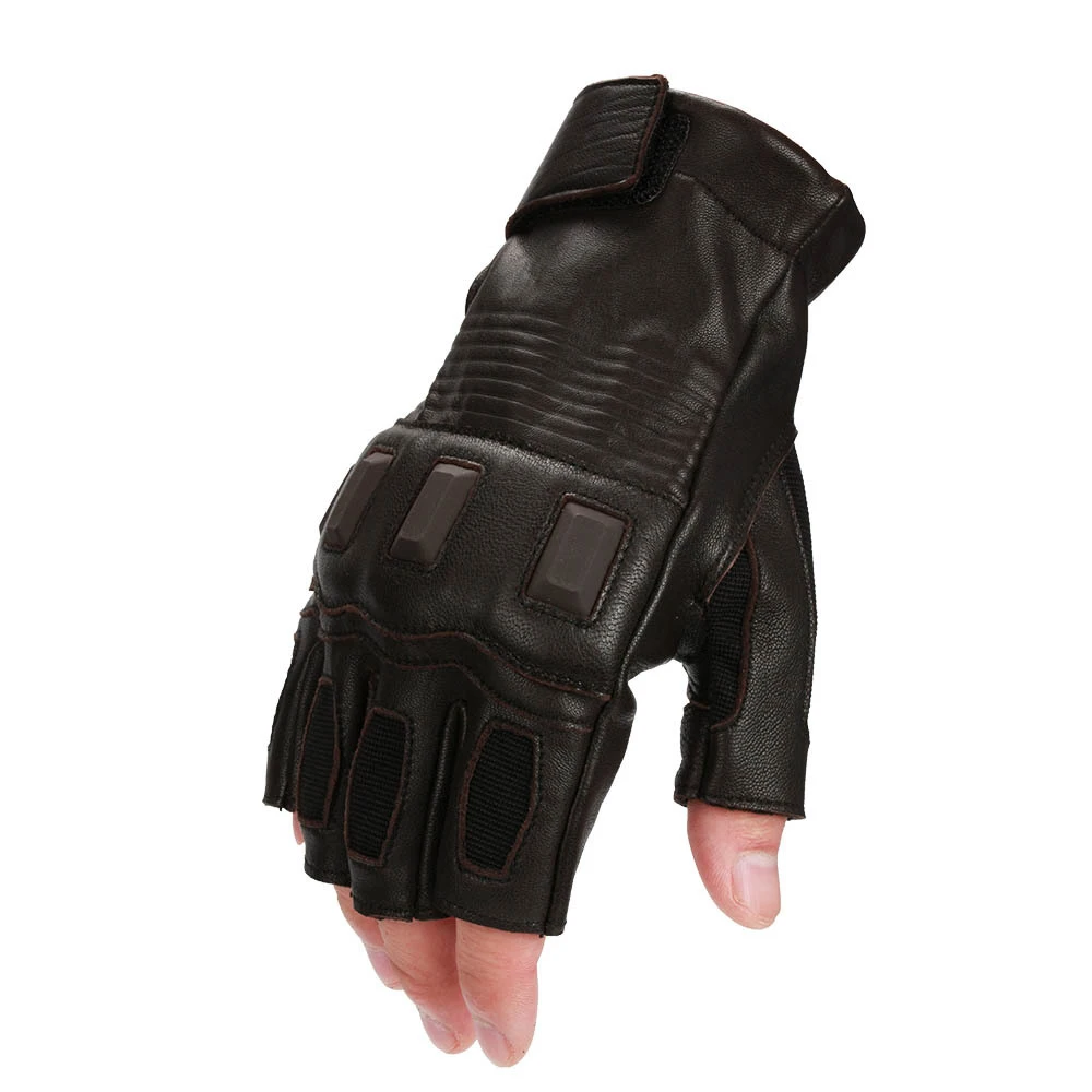 Sheepskin riding half-finger motorcycle gloves Outdoor sports camping climbing tactics Gloves anti-skid wear-resistant