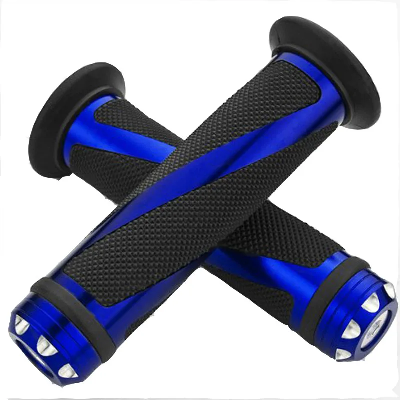light blue handlebar grips