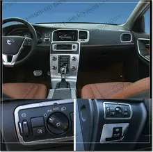 Car styling faros interruptor de ajuste de la cubierta decorativa del coche panel de la lámpara de acero inoxidable tira 3D pegatina para Volvo V60 S60