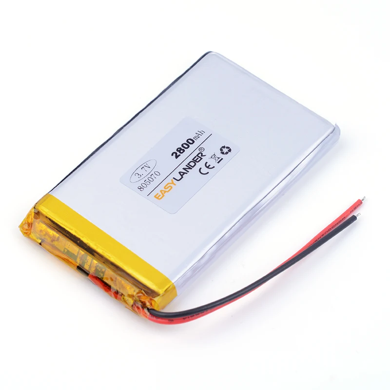 Литий полимерный аккумулятор 805070 3 7 В 2800 мА/ч DIY Аварийная зарядка treasutoys PDA батарея