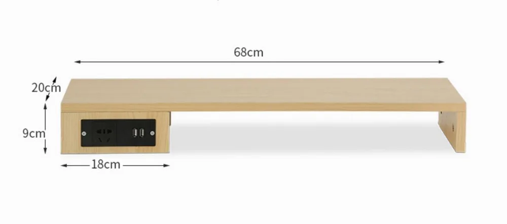 68*20*9 см Универсальный USB компьютера displayer стойки компьютерных мониторов поддержка рабочего талии полки с розеткой