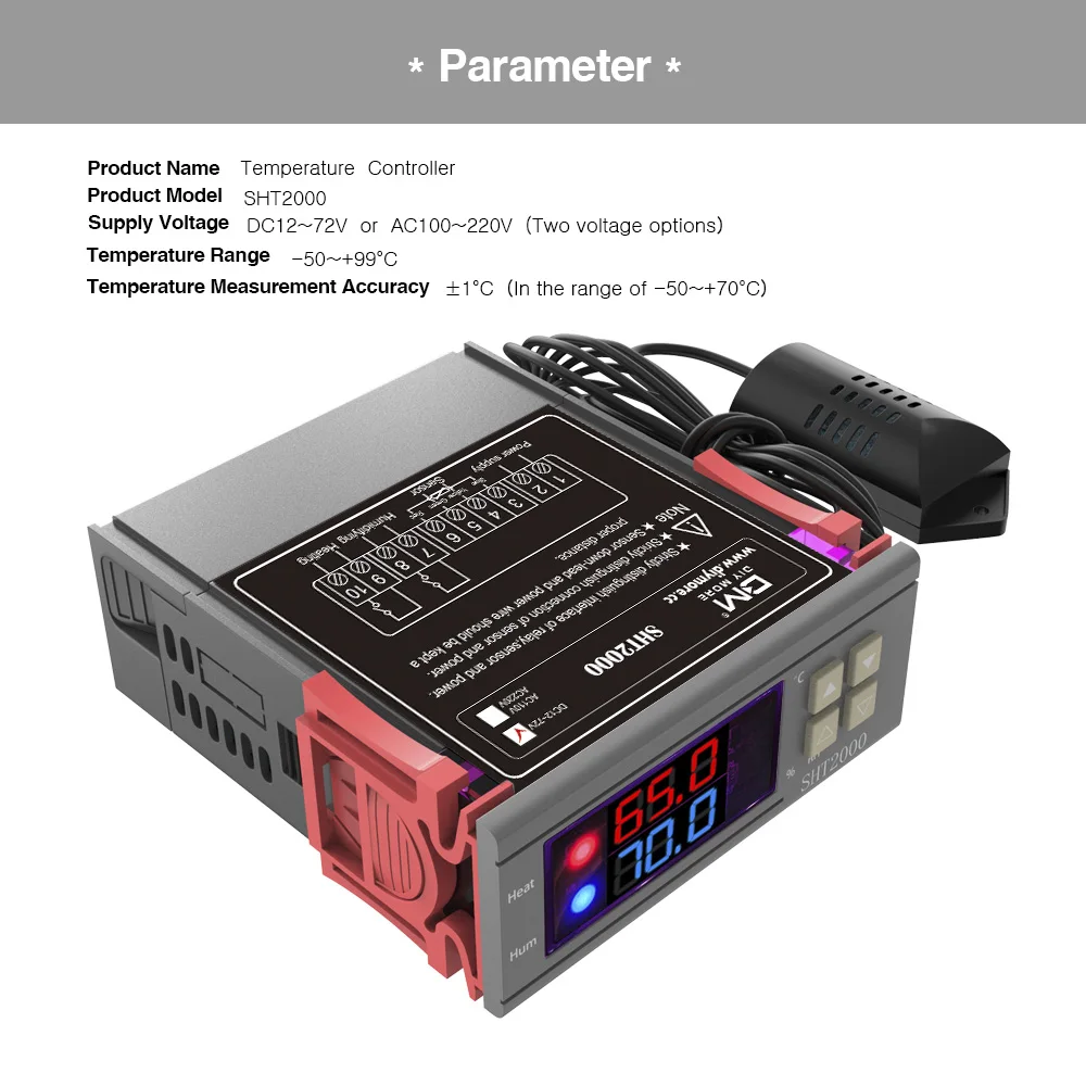 12V 24V 48V 110V 220V AC DC цифровой регулятор температуры и влажности Термостат гигрометр термометр метеостанция