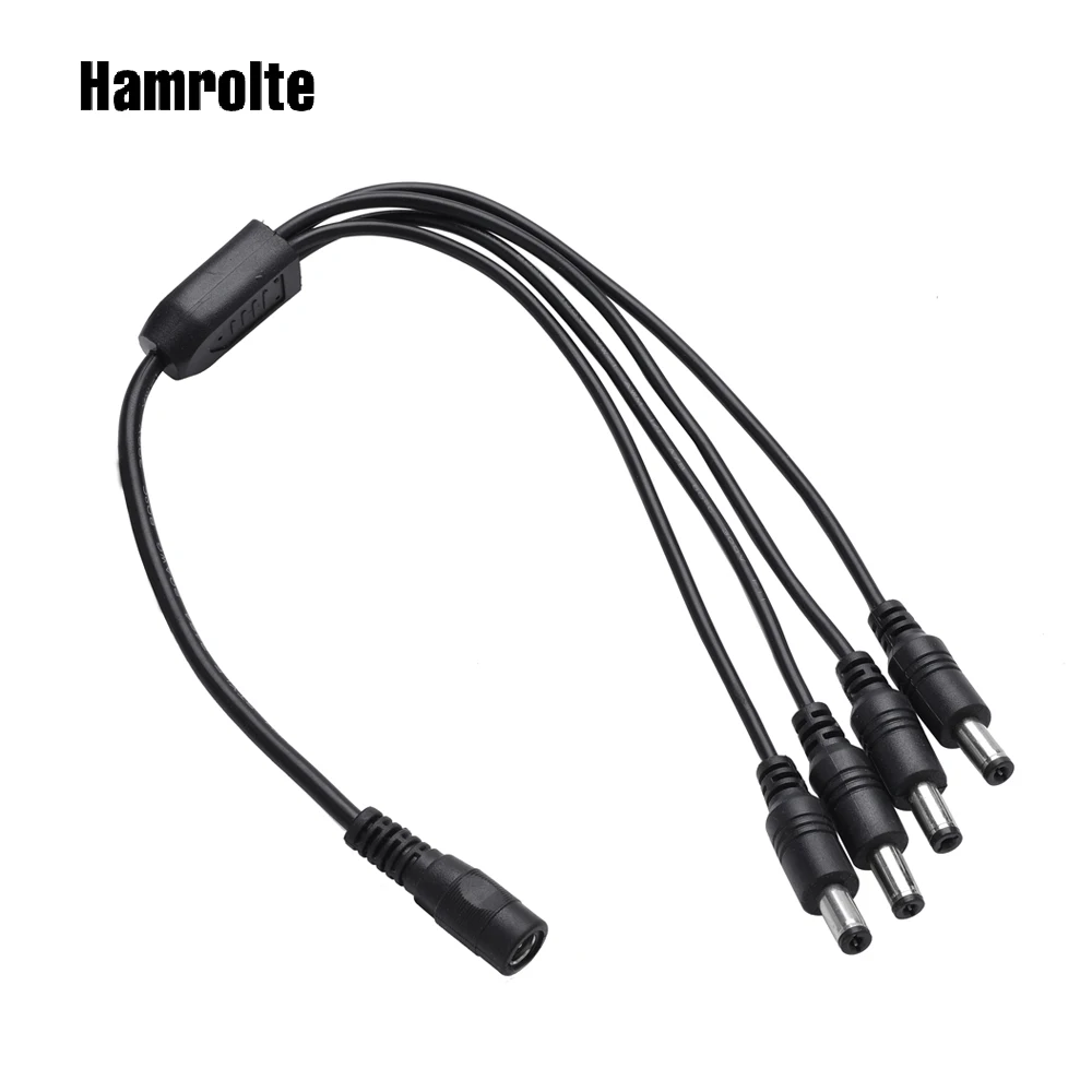 

Hamrolte DC Power Splitter Plug Cable1 Male to 4 Dual Female( 2.1*5.5mm ) Power Adapter For CCTV Camera Surveillant System