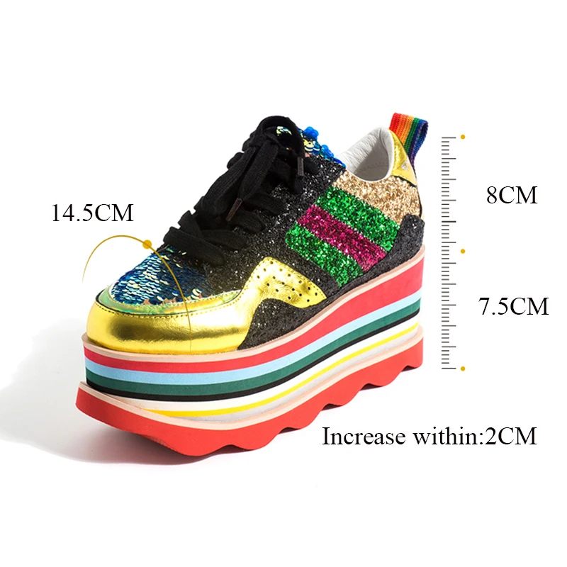 Chaussures Tenis Femmes Véritable Feminino top Plates Esportivo Fond Dame Décontractées Sequin Cuir 2019 Ugi Épais Haute Pour Rose 5ABwqWv