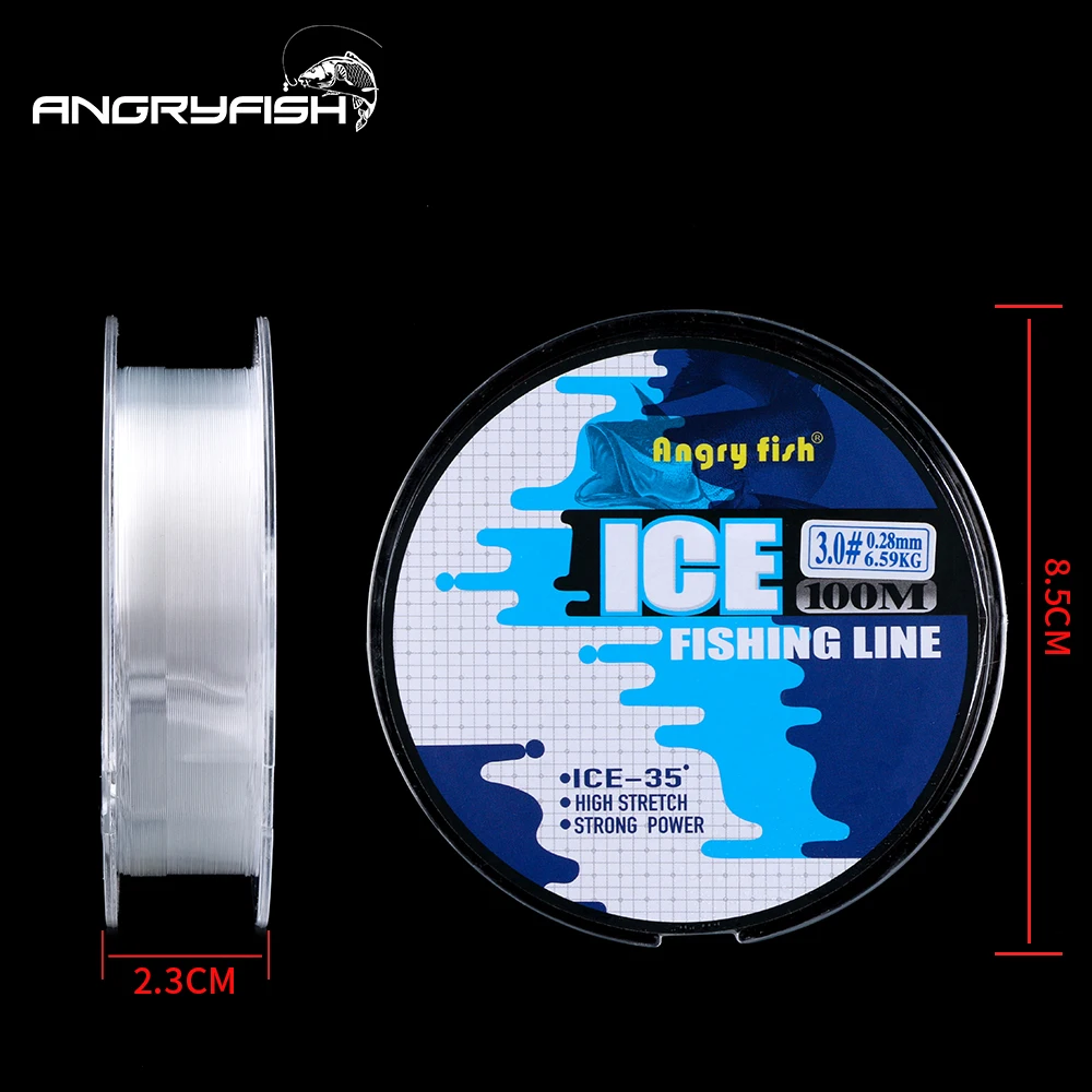 Angryfish الجليد خيط صنارة الصيد 100 متر الشتاء الصيد النايلون خط حيدة قوى عظمى النايلون خط