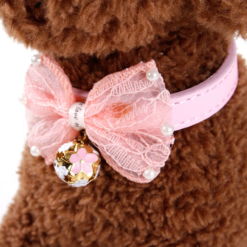 2018 Dog PU Leather Collars With Bells Butterfly Ties Style Cute Dog