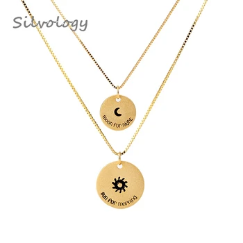 

Silvology 925 Sterling Silver Sun Moon Round Pendant Necklace See You Every Day Forever Texture Necklace Female Jewelry Gifrt
