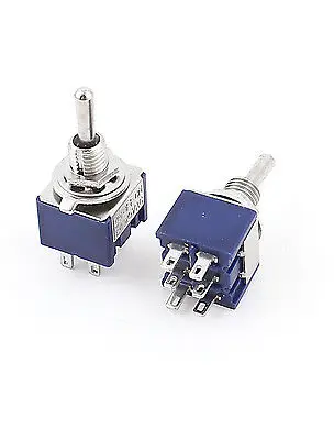 20 шт. AC 125 V 6A 6Pin ВКЛ-ВЫКЛ-ВКЛ 6 мм резьба DPDT Блокировка Мини тумблер синий MTS-203