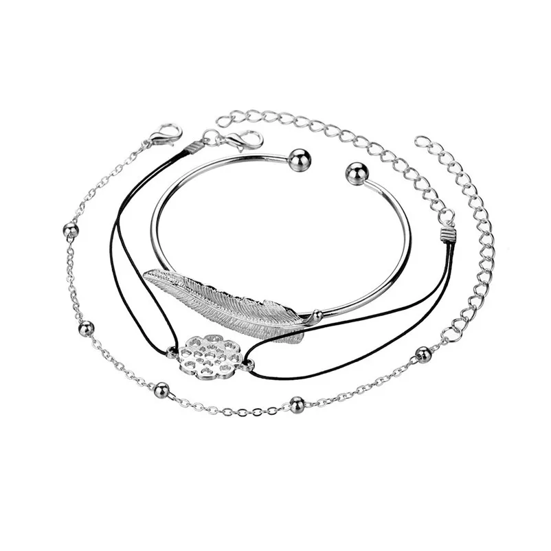 Fashion bracelets for women 2018 Stainless Steel Screw Hand Feather Wedding Cuff Bracelet Open Bangle Pulseiras Y11#N  (5)