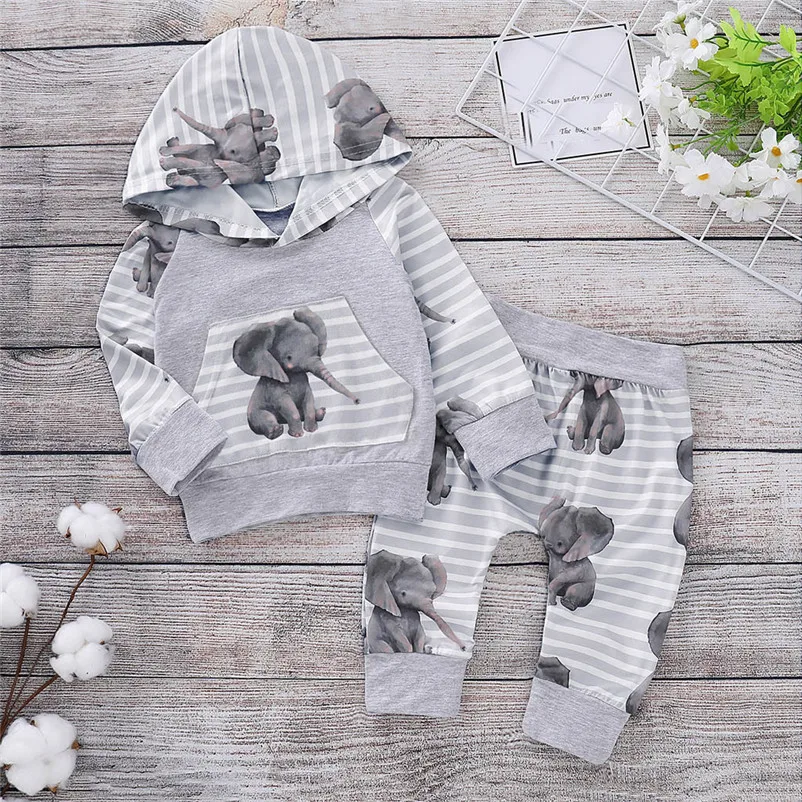 

2pc toddler kids clothing set sweet elephant cartoon fox print for baby kawaii kids clothes roupas infantis menino 4no26