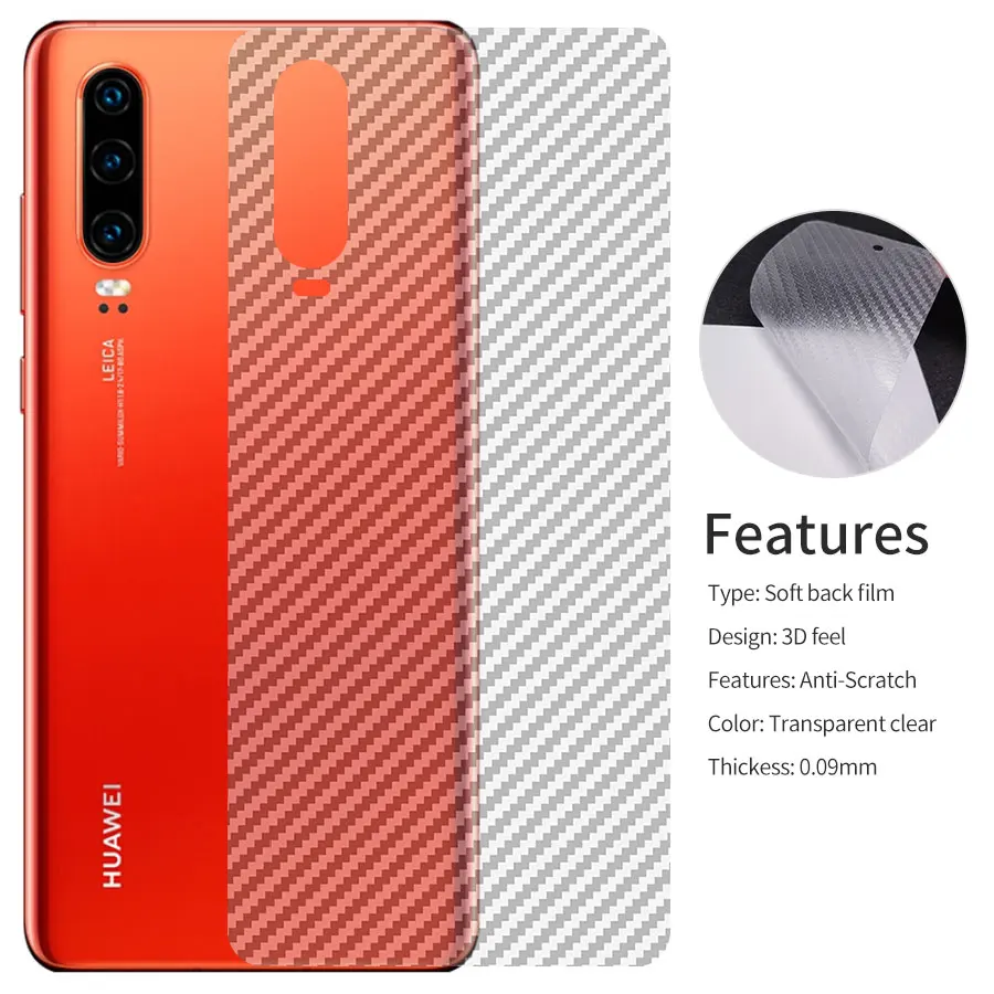 Vladimir 5 шт./лот 3D углеродное волокно задняя прозрачная пленка для huawei P30 Pro мягкая