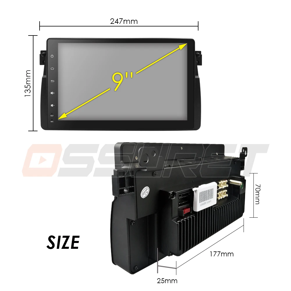 Cheap 2G RAM Quad core  9" Android 9.0 Car GPS stereo for BMW E46 M3 Rover 75 MG ZT 1998-2005 TPMS RDS Steel wheel control RDS Camera 31