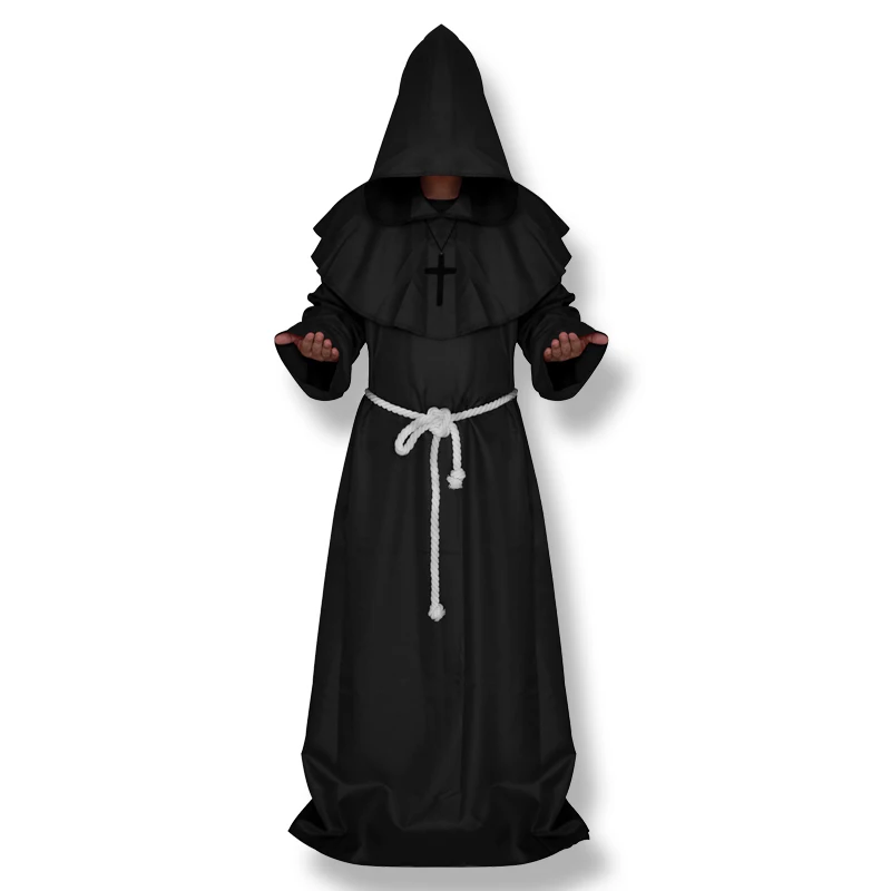 CT016FY036 костюм для косплея на Хэллоуин, средневековый фрир, монах, который носит костюм попа - Цвет: black