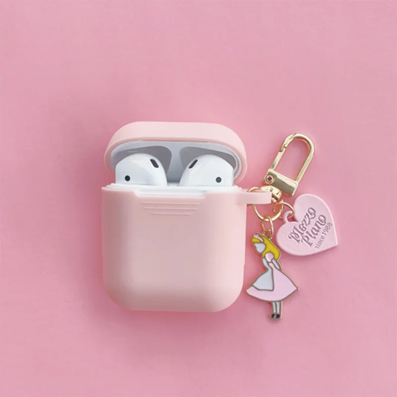 Супер милое кольцо для ключей для девочек для Apple Airpods чехол беспроводной Bluetooth гарнитура чехол силиконовый наушник защитный чехол анти-потеря