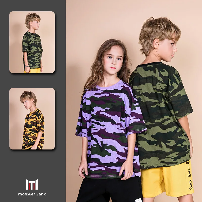 

Teenage Summer Clothing Kids T Shirt Camouflage Boys Girls Tops 100% Cotton Children Summer Shirt 2019 for Teens 6 10 12 14 Year