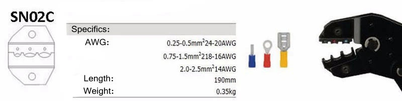 Мини Европейский Стиль SN02C штампы наборы для SN обжимные плоскогубцы серии ручной обжимной инструмент и для SN-02C обжимной инструмент 0,25-мм2 челюсти
