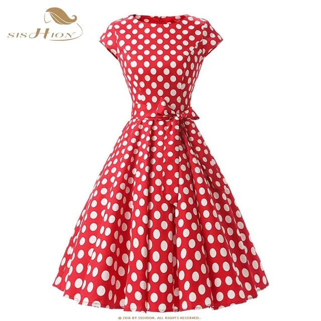 dark red polka dot dress